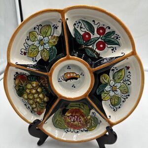 Ceramiche D’ARTE PARRINI Italian Ceramic Art Divided Serving Tray butterfly Frui